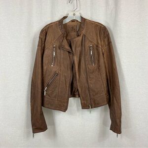 J2 Brown Vegan Leather Biker Jacket Sz. S